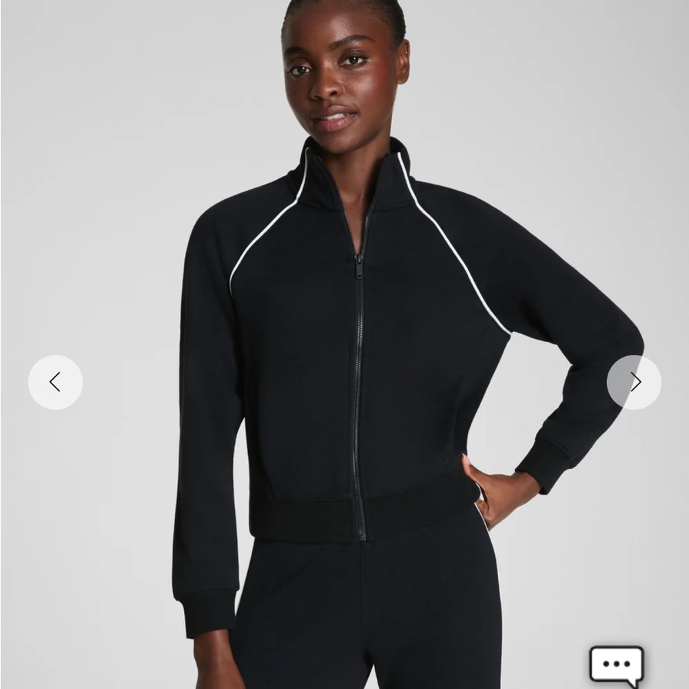 SPANX Black Zip-Up Cardigan